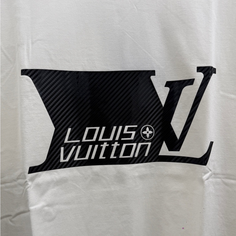 Louis Vuitton Cream Short-Sleeve Logo Tee with Black Graphic - Picture 2 of 7